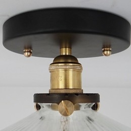 Plafoniera a filo industriale retrò con vetro trasparente, nera, 110V, spirale