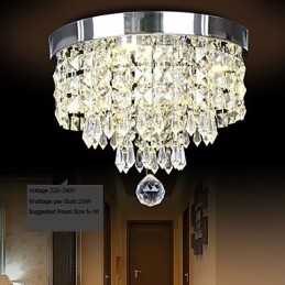 Plafoniera a filo moderna in metallo e cristallo, 5 LED, 24 x 30 cm
