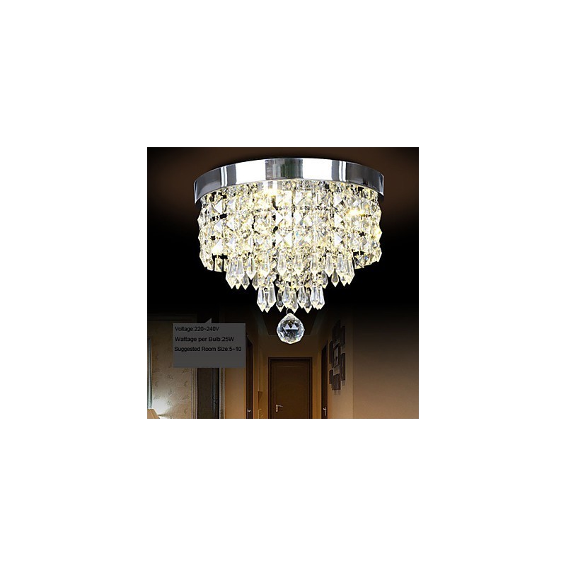 Plafoniera a filo moderna in metallo e cristallo, 5 LED, 24 x 30 cm
