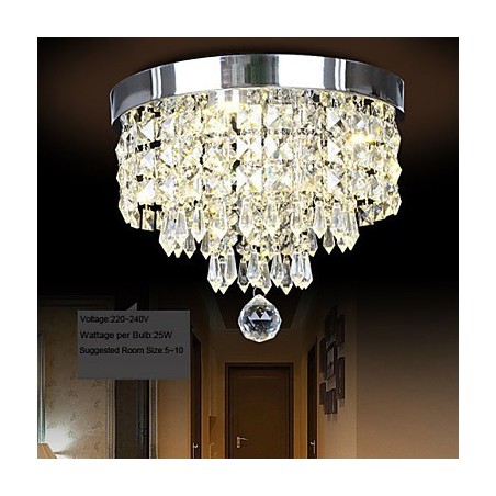 Plafoniera a filo moderna in metallo e cristallo, 5 LED, 24 x 30 cm