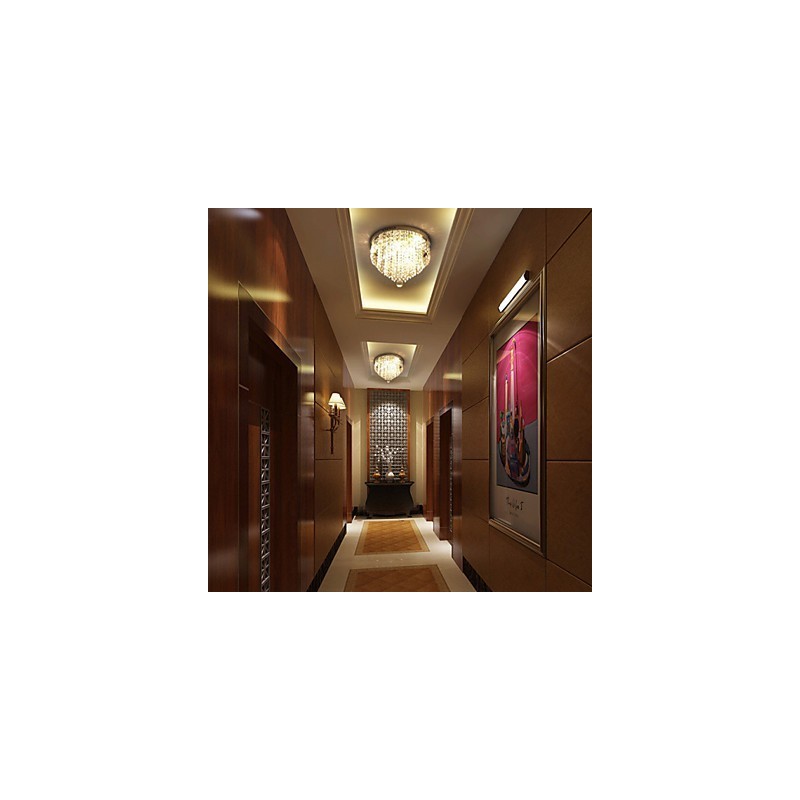 Plafoniera a filo moderna in metallo e cristallo, 5 LED, 24 x 30 cm