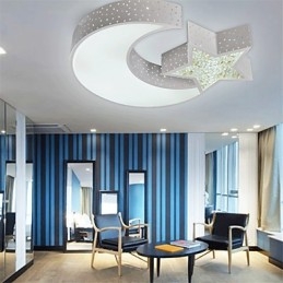 Plafoniera a filo moderna stella e luna in metallo bianco LED
