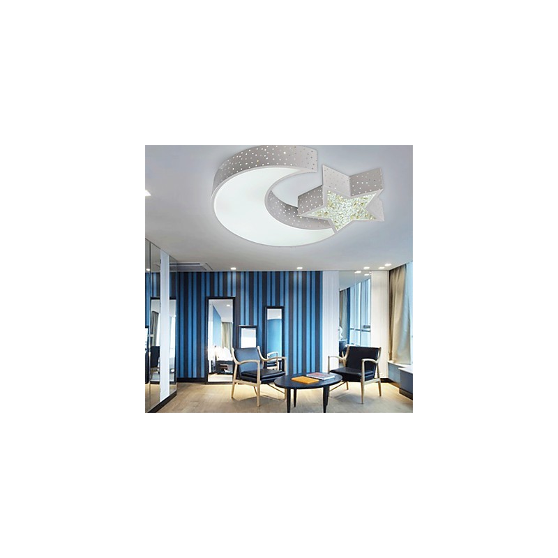 Plafoniera a filo moderna stella e luna in metallo bianco LED