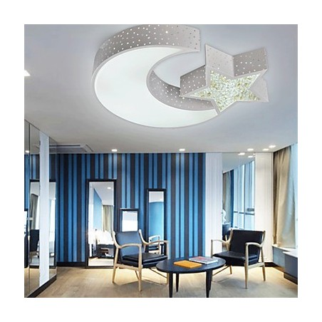 Plafoniera a filo moderna stella e luna in metallo bianco LED