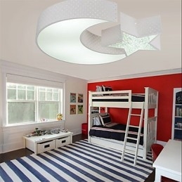 Plafoniera a filo moderna stella e luna in metallo bianco LED