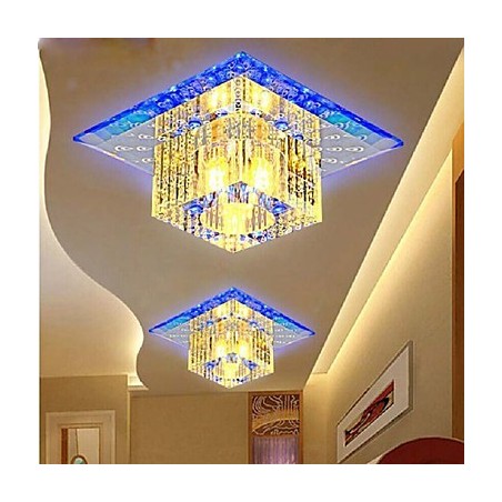 Mini plafoniera da soffitto in cristallo SMD 3W quadrata