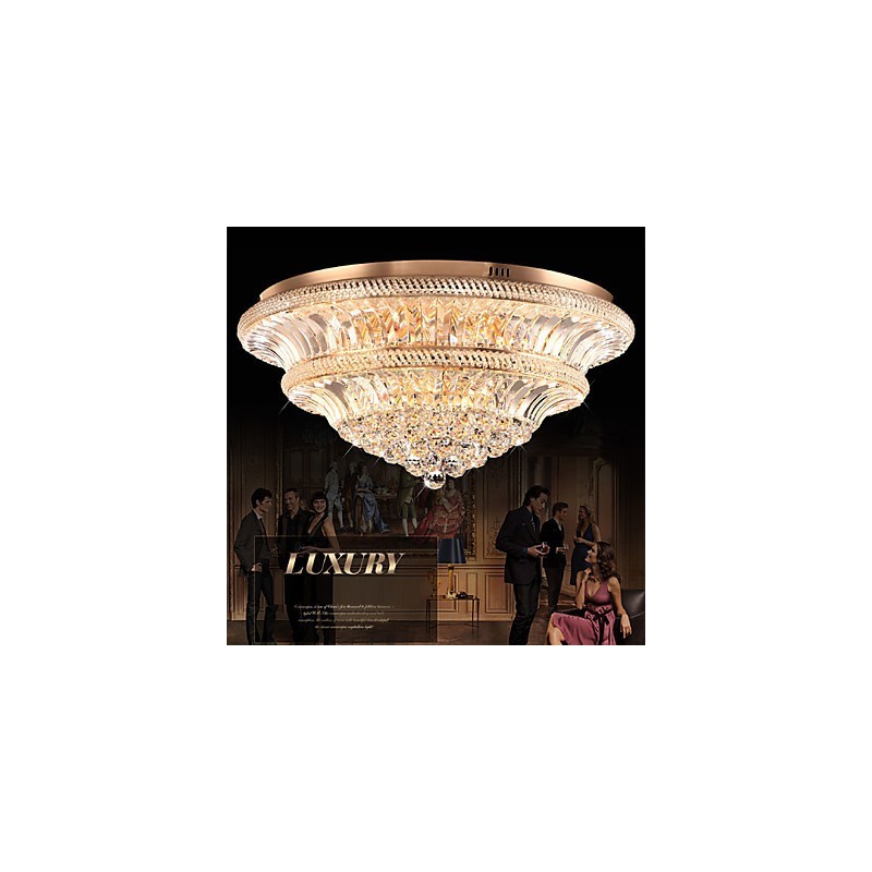 Plafoniera a filo in cristallo moderna, 2 livelli, LED integrato, Ø 80 cm, 9