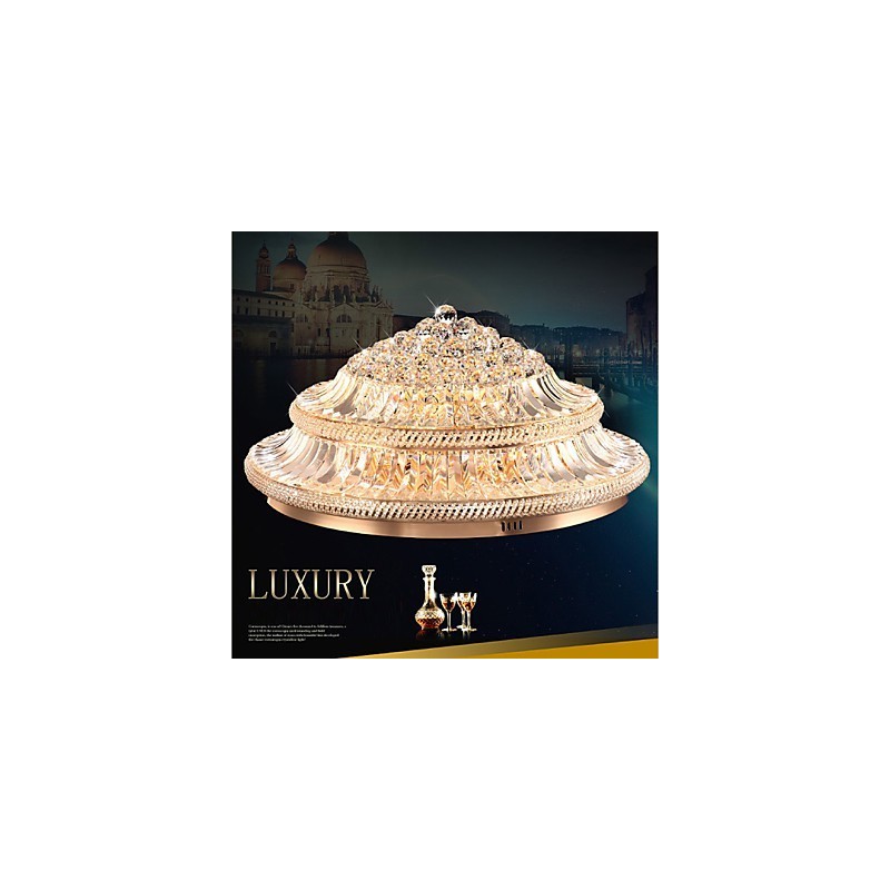 Plafoniera a filo in cristallo moderna, 2 livelli, LED integrato, Ø 80 cm, 9