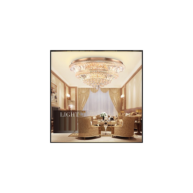 Plafoniera a filo in cristallo moderna, 2 livelli, LED integrato, Ø 80 cm, 9