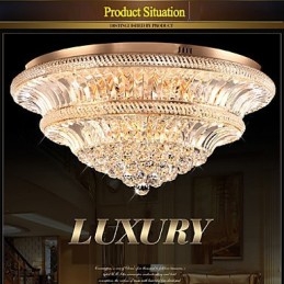 Plafoniera a filo in cristallo moderna, 2 livelli, LED integrato, Ø 80 cm, 9