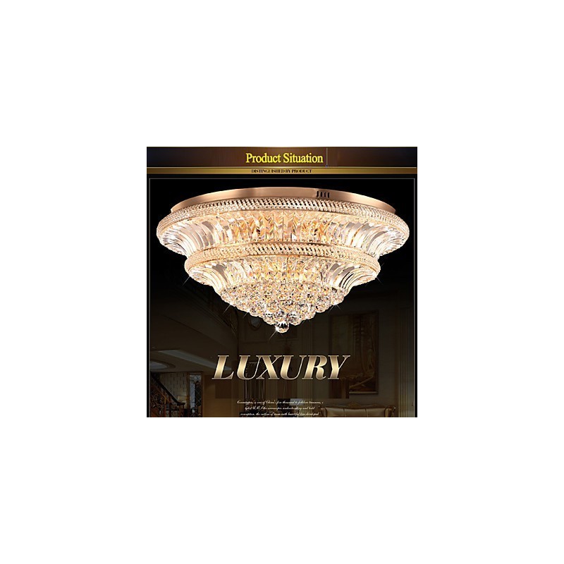 Plafoniera a filo in cristallo moderna, 2 livelli, LED integrato, Ø 80 cm, 9