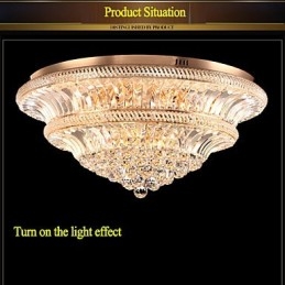 Plafoniera a filo in cristallo moderna, 2 livelli, LED integrato, Ø 80 cm, 9
