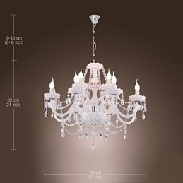 Lampadario contemporaneo stile candela bianco elettrolitico 62 cm