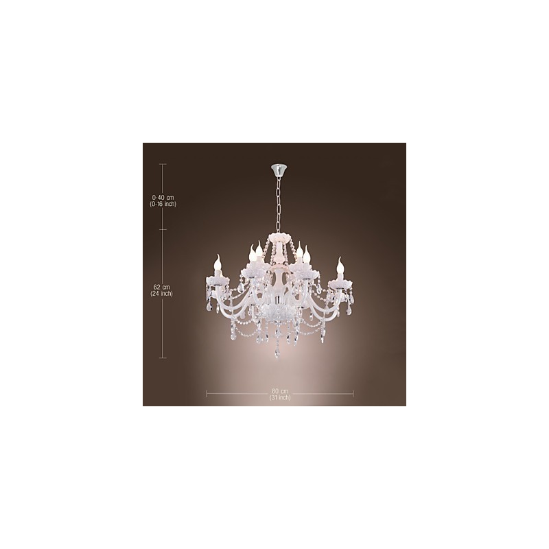 Lampadario contemporaneo stile candela bianco elettrolitico 62 cm