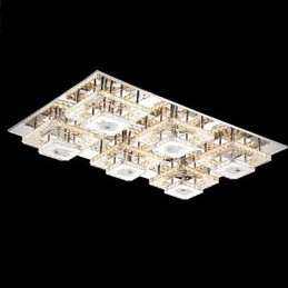 Lampada a sospensione moderna in cristallo con LED integrato, cromo, 103 x 67 x 14 cm