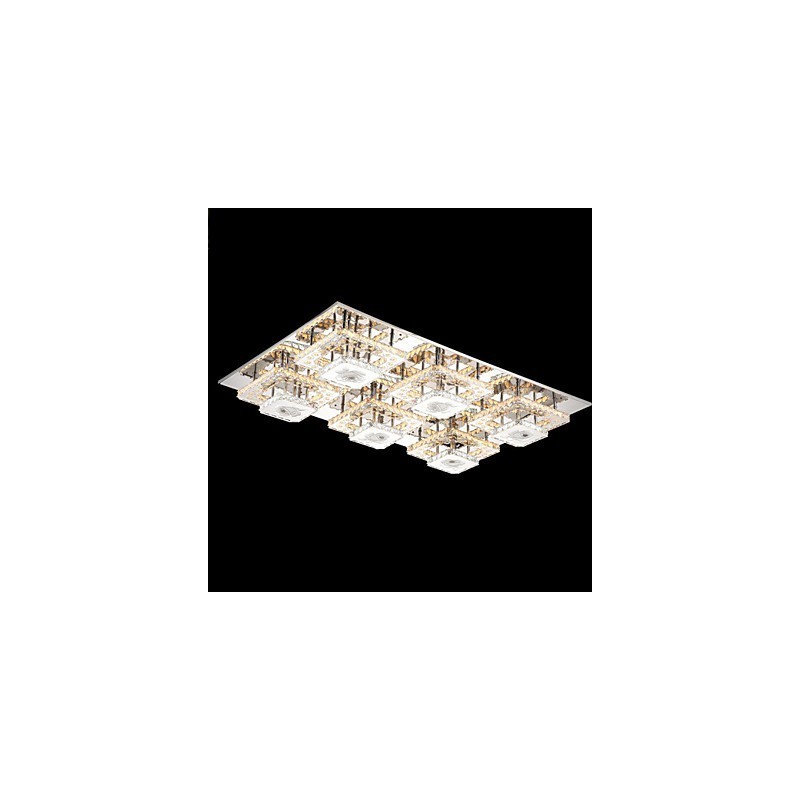 Lampada a sospensione moderna in cristallo con LED integrato, cromo, 103 x 67 x 14 cm