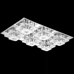 Lampada a sospensione moderna in cristallo con LED integrato, cromo, 103 x 67 x 14 cm