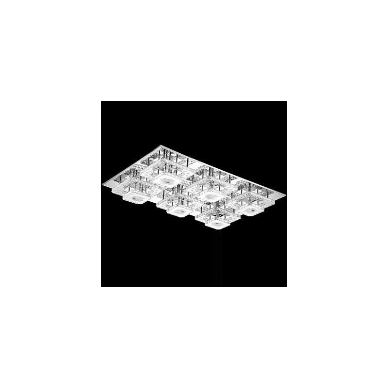 Lampada a sospensione moderna in cristallo con LED integrato, cromo, 103 x 67 x 14 cm