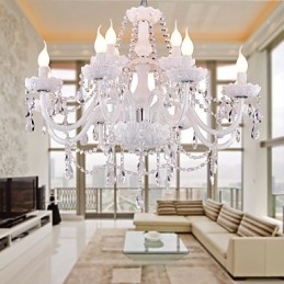 Lampadario contemporaneo stile candela bianco elettrolitico 62 cm