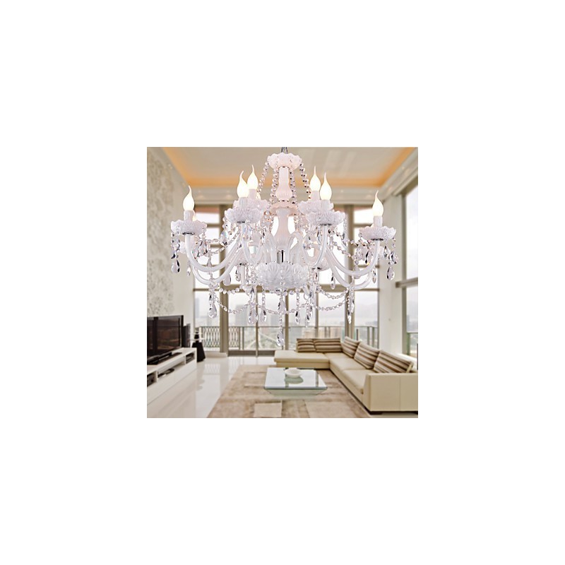 Lampadario contemporaneo stile candela bianco elettrolitico 62 cm