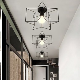 Plafoniera a filo moderna a forma di pentagramma 3 luci E26/E27 metallo 33 cm