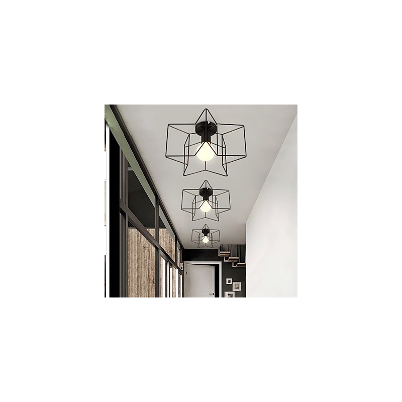 Plafoniera a filo moderna a forma di pentagramma 3 luci E26/E27 metallo 33 cm