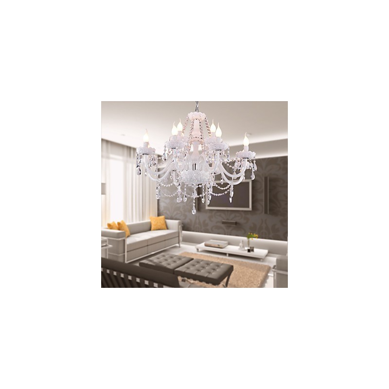 Lampadario contemporaneo stile candela bianco elettrolitico 62 cm