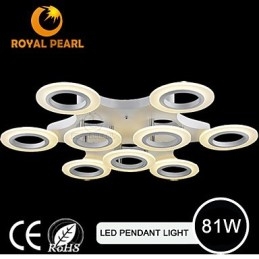 Lampada a sospensione circolare LED bianco caldo 81W in acrilico
