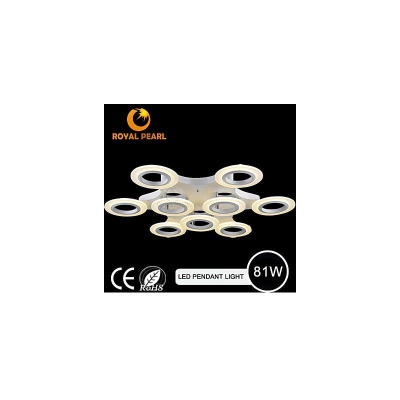 Lampada a sospensione circolare LED bianco caldo 81W in acrilico