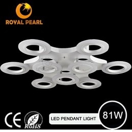 Lampada a sospensione circolare LED bianco caldo 81W in acrilico