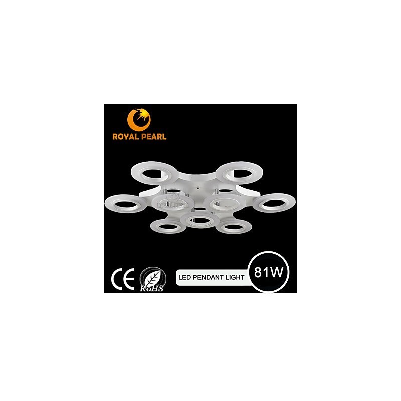 Lampada a sospensione circolare LED bianco caldo 81W in acrilico