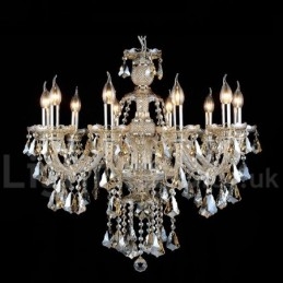 Lampadario a sospensione in cristallo cognac moderno classico retrò country 10 luci E12/E14