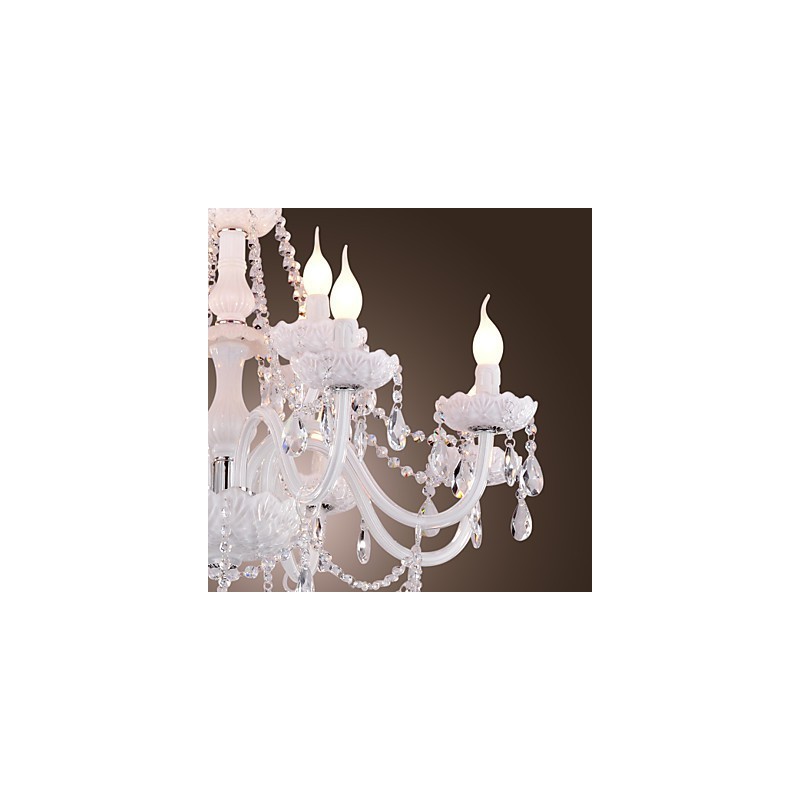 Lampadario contemporaneo stile candela bianco elettrolitico 62 cm