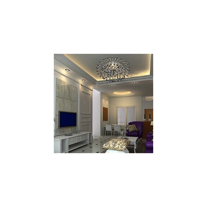 Plafoniera moderna cromata con paralume in acrilico, 1 luce E14, Ø24 x H12,4 cm