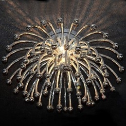 Plafoniera moderna cromata con paralume in acrilico, 1 luce E14, Ø24 x H12,4 cm