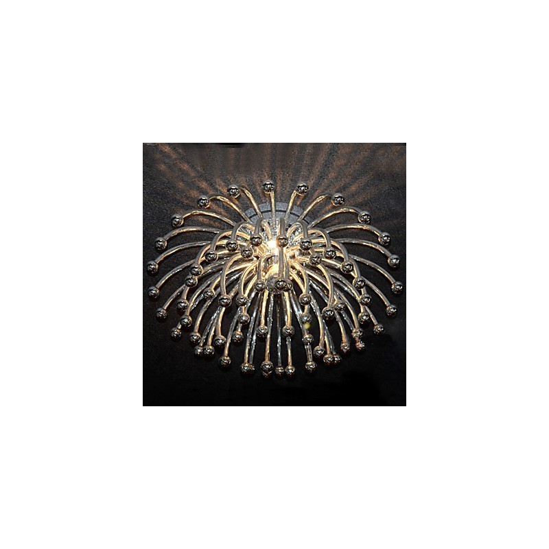Plafoniera moderna cromata con paralume in acrilico, 1 luce E14, Ø24 x H12,4 cm