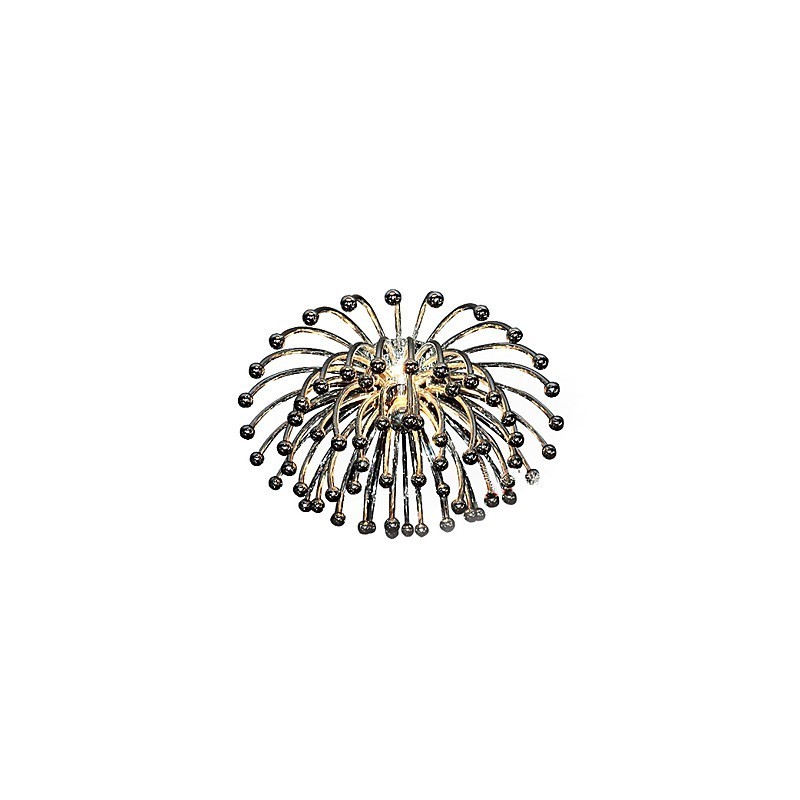 Plafoniera moderna cromata con paralume in acrilico, 1 luce E14, Ø24 x H12,4 cm