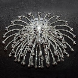 Plafoniera moderna cromata con paralume in acrilico, 1 luce E14, Ø24 x H12,4 cm