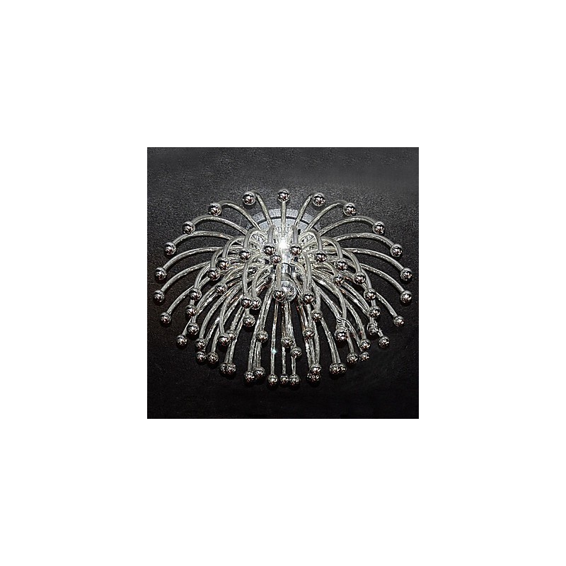 Plafoniera moderna cromata con paralume in acrilico, 1 luce E14, Ø24 x H12,4 cm