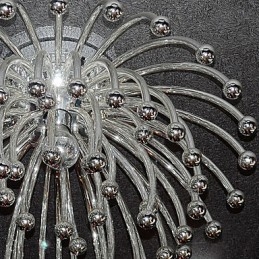 Plafoniera moderna cromata con paralume in acrilico, 1 luce E14, Ø24 x H12,4 cm