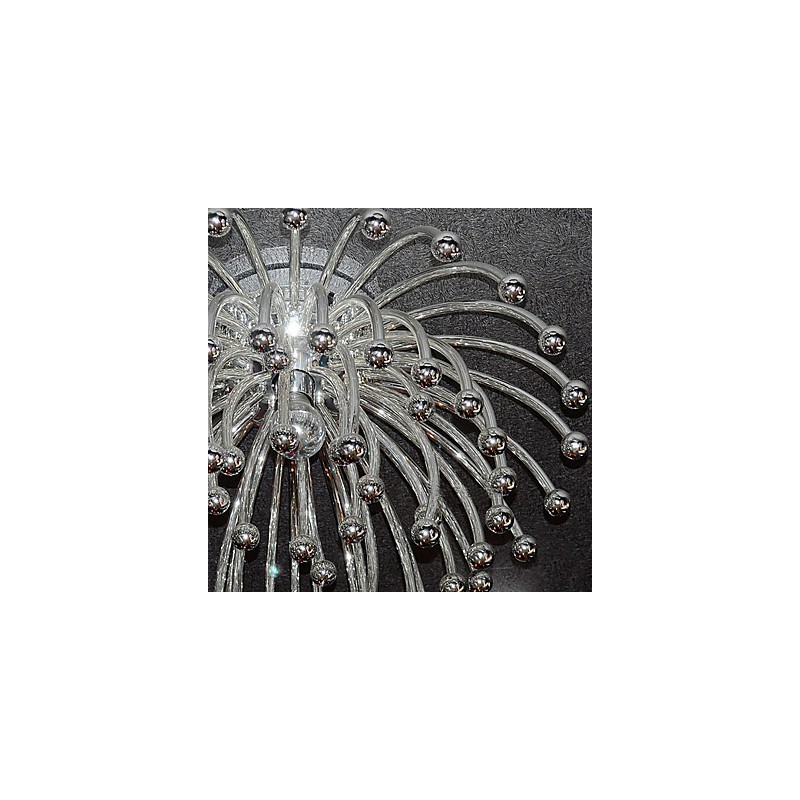 Plafoniera moderna cromata con paralume in acrilico, 1 luce E14, Ø24 x H12,4 cm