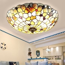 Plafoniera a filo in conchiglia multicolore stile tradizionale/classico 3 lampadine E26/E27