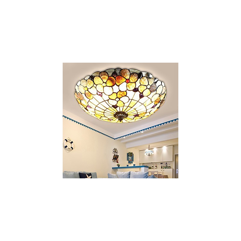 Plafoniera a filo in conchiglia multicolore stile tradizionale/classico 3 lampadine E26/E27