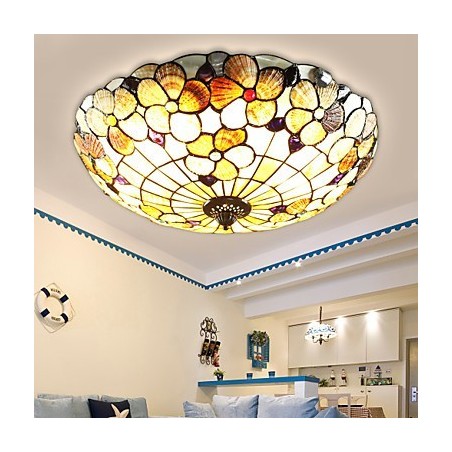 Plafoniera a filo in conchiglia multicolore stile tradizionale/classico 3 lampadine E26/E27