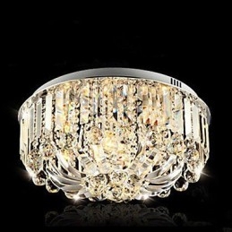 Plafoniera a incasso in cristallo e metallo con LED integrato, argento e bianco 50 cm