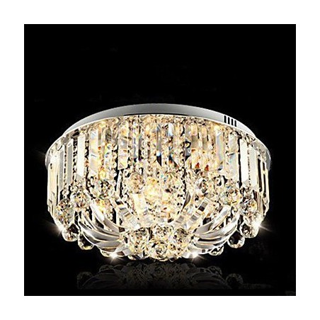 Plafoniera a incasso in cristallo e metallo con LED integrato, argento e bianco 50 cm
