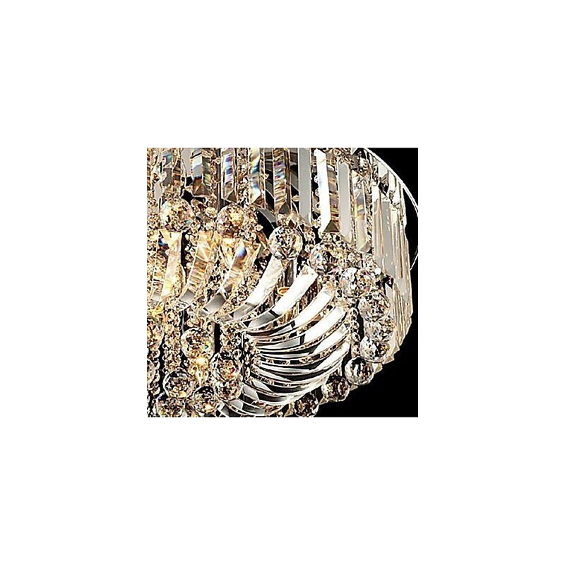 Plafoniera a incasso in cristallo e metallo con LED integrato, argento e bianco 50 cm