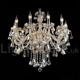 Lampadario a sospensione in cristallo cognac moderno classico retrò country 10 luci E12/E14