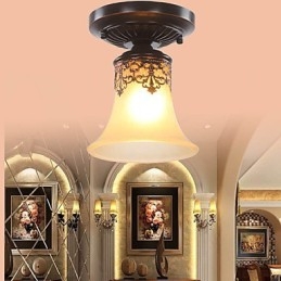 Plafoniera a cupola in vetro stile classico europeo, 3 lampadine