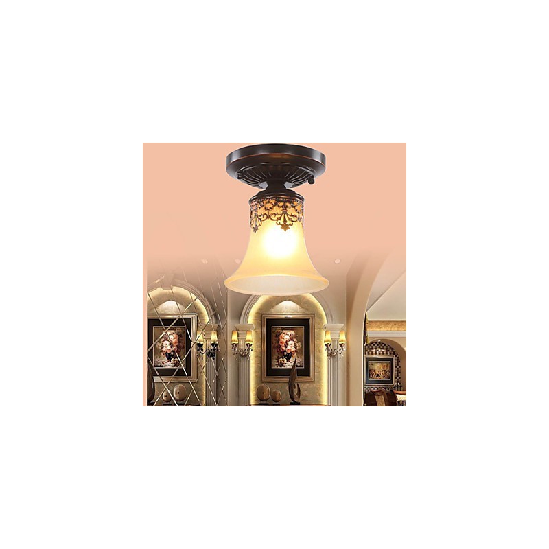 Plafoniera a cupola in vetro stile classico europeo, 3 lampadine